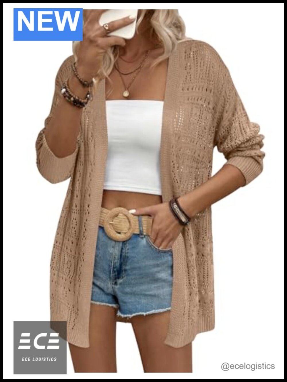 Crochet Cardigan Lightweight Boho Kimono Open Front Long Sleeve Summer Coverup